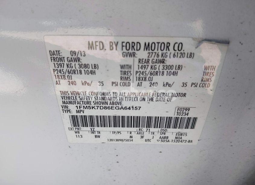 Photo 9 of 2014 Ford Explorer XLT (VIN 1FM5K7D86EGA64157)