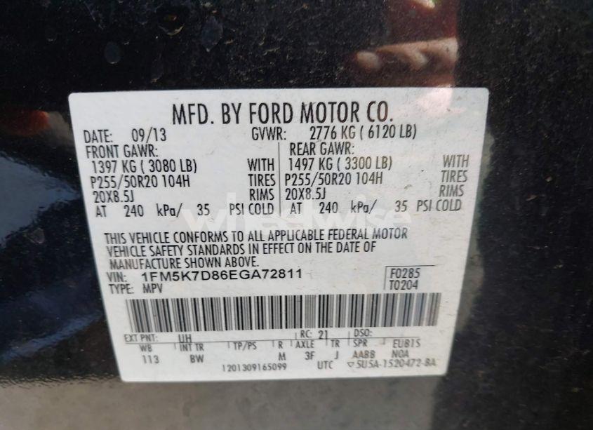 Photo 9 of 2014 Ford Explorer XLT (VIN 1FM5K7D86EGA72811)