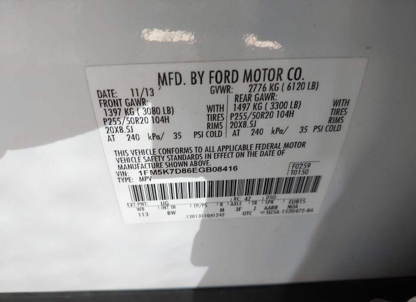 Photo 9 of 2014 Ford Explorer XLT (VIN 1FM5K7D86EGB08416)