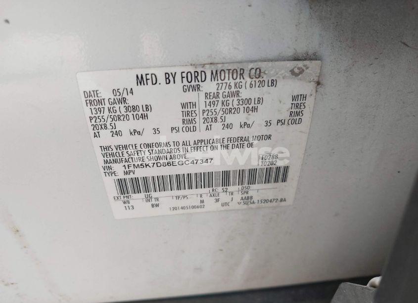 Photo 9 of 2014 Ford Explorer XLT (VIN 1FM5K7D86EGC47347)