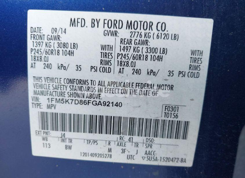 Photo 9 of 2015 Ford Explorer XLT (VIN 1FM5K7D86FGA92140)