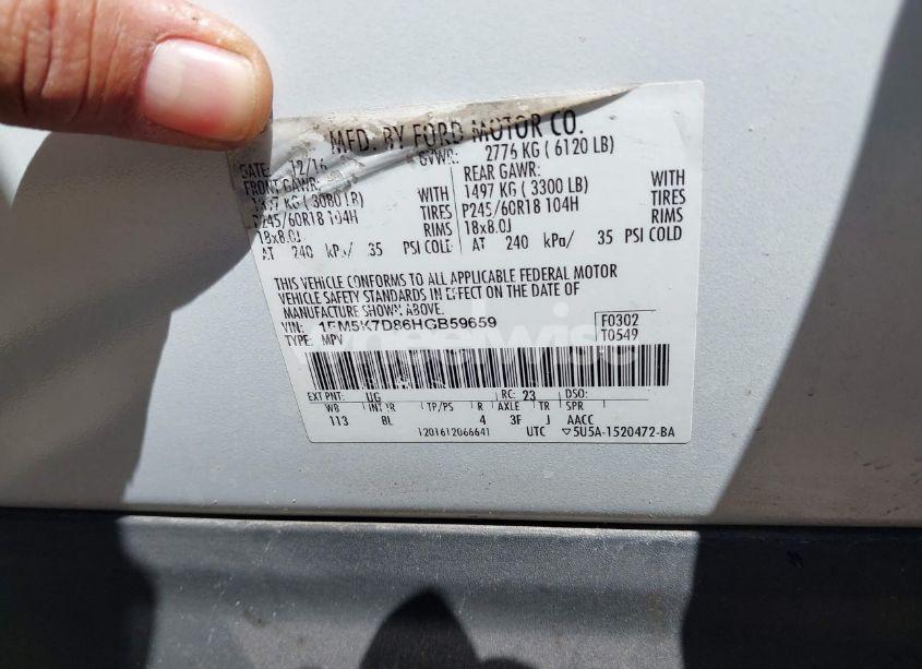 Photo 8 of 2017 Ford Explorer XLT (VIN 1FM5K7D86HGB59659)