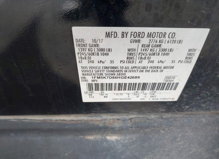 Photo 9 of 2017 Ford Explorer XLT (VIN 1FM5K7D86HGE42689)