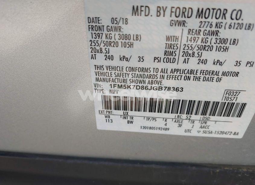 Photo 9 of 2018 Ford Explorer XLT (VIN 1FM5K7D86JGB78363)