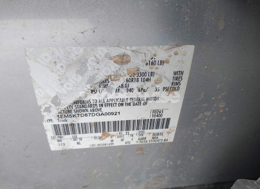 Photo 9 of 2013 Ford Explorer XLT (VIN 1FM5K7D87DGA00921)