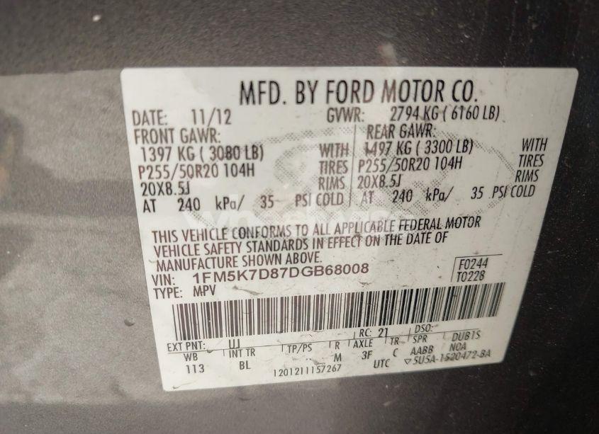 Photo 9 of 2013 Ford Explorer XLT (VIN 1FM5K7D87DGB68008)