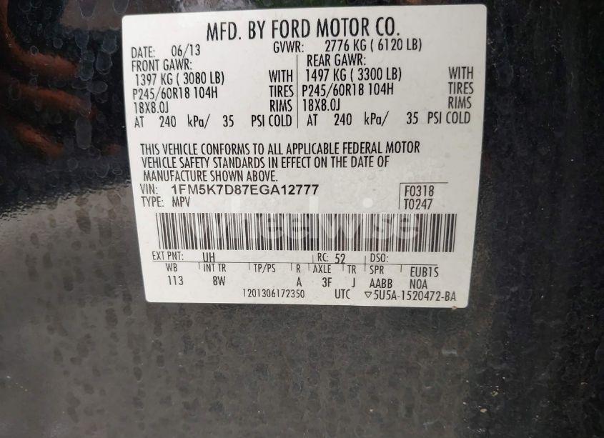 Photo 9 of 2014 Ford Explorer XLT (VIN 1FM5K7D87EGA12777)