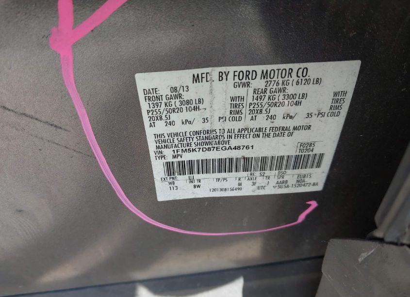 Photo 9 of 2014 Ford Explorer XLT (VIN 1FM5K7D87EGA48761)