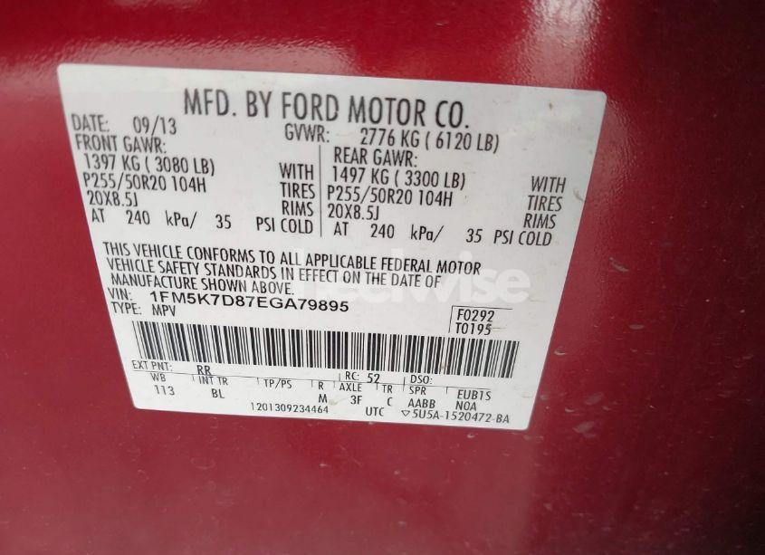 Photo 9 of 2014 Ford Explorer XLT (VIN 1FM5K7D87EGA79895)