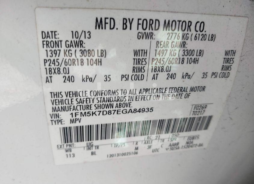 Photo 9 of 2014 Ford Explorer XLT (VIN 1FM5K7D87EGA84935)