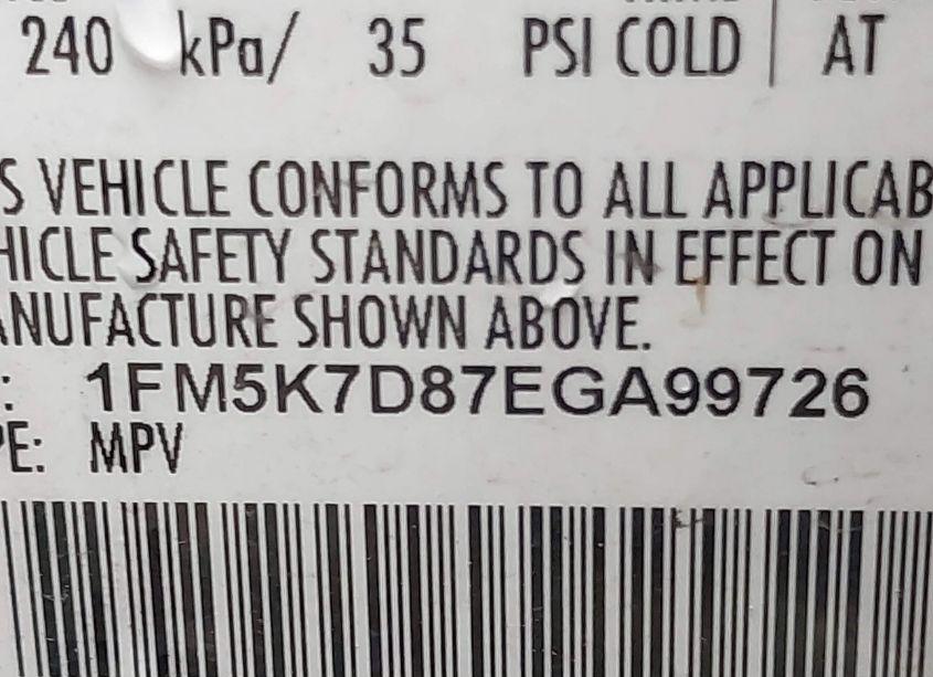 Photo 9 of 2014 Ford Explorer XLT (VIN 1FM5K7D87EGA99726)