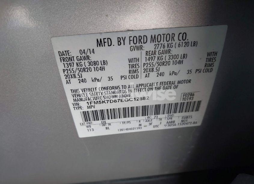 Photo 9 of 2014 Ford Explorer XLT (VIN 1FM5K7D87EGC12882)