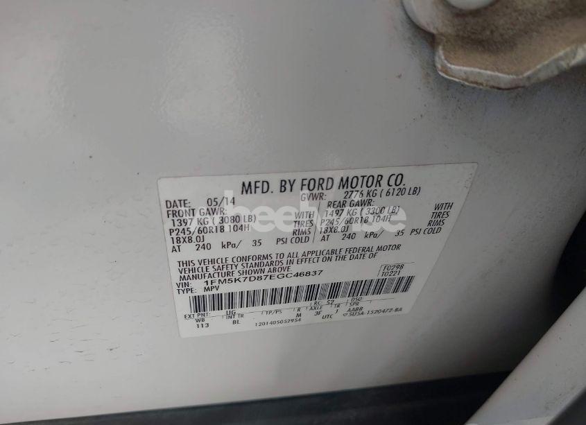 Photo 9 of 2014 Ford Explorer XLT (VIN 1FM5K7D87EGC46837)