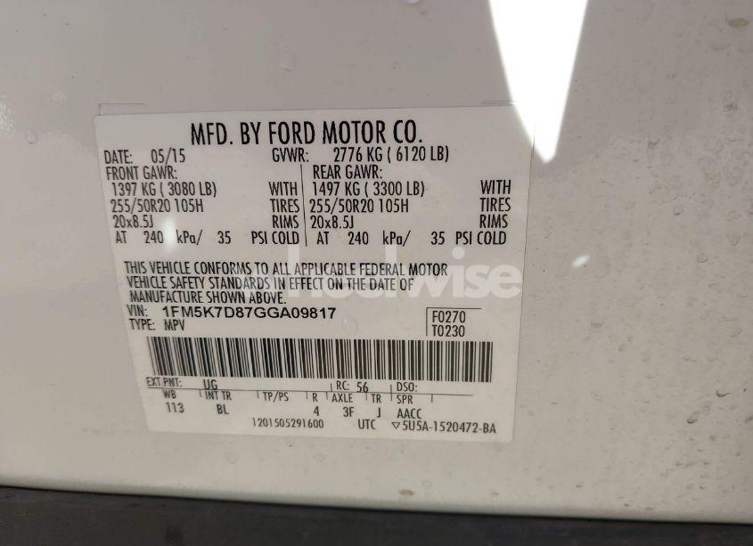 Photo 9 of 2016 Ford Explorer XLT (VIN 1FM5K7D87GGA09817)