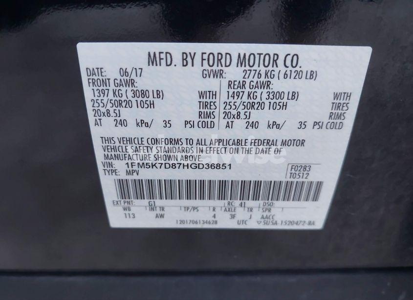 Photo 9 of 2017 Ford Explorer XLT (VIN 1FM5K7D87HGD36851)