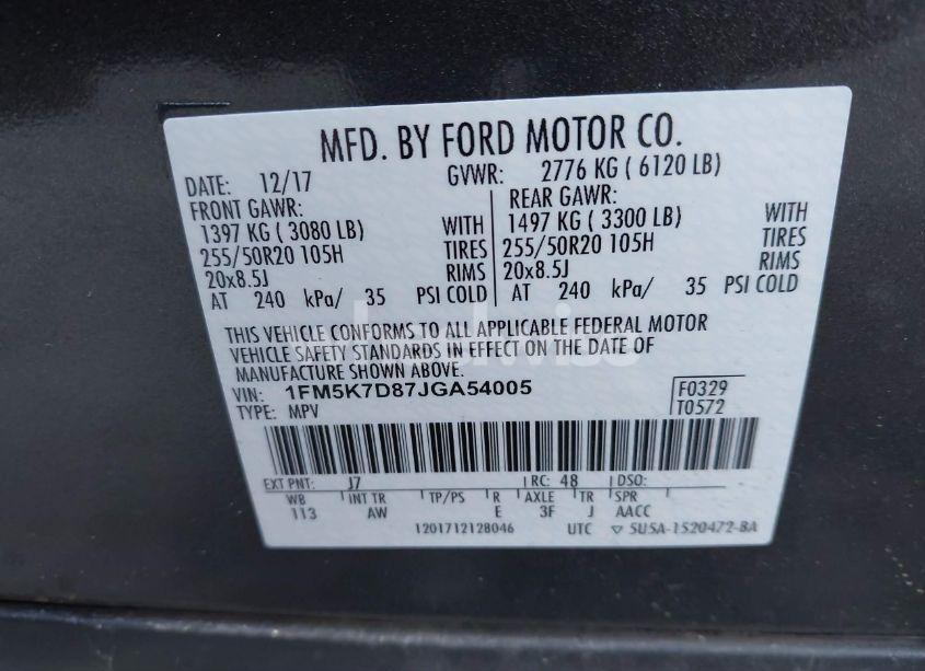 Photo 9 of 2018 Ford Explorer XLT (VIN 1FM5K7D87JGA54005)