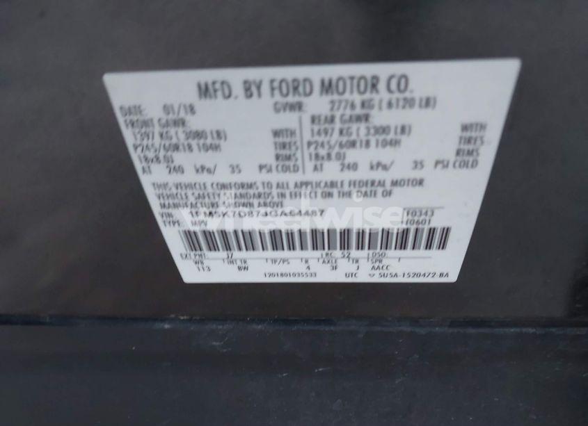 Photo 9 of 2018 Ford Explorer XLT (VIN 1FM5K7D87JGA54487)