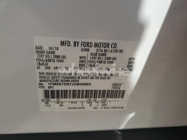 Photo 9 of 2018 FORD EXPLORER XLT (VIN 1FM5K7D87JGB42665)