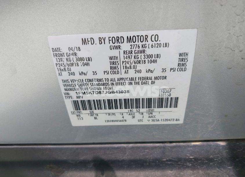 Photo 9 of 2018 Ford Explorer XLT (VIN 1FM5K7D87JGB43038)