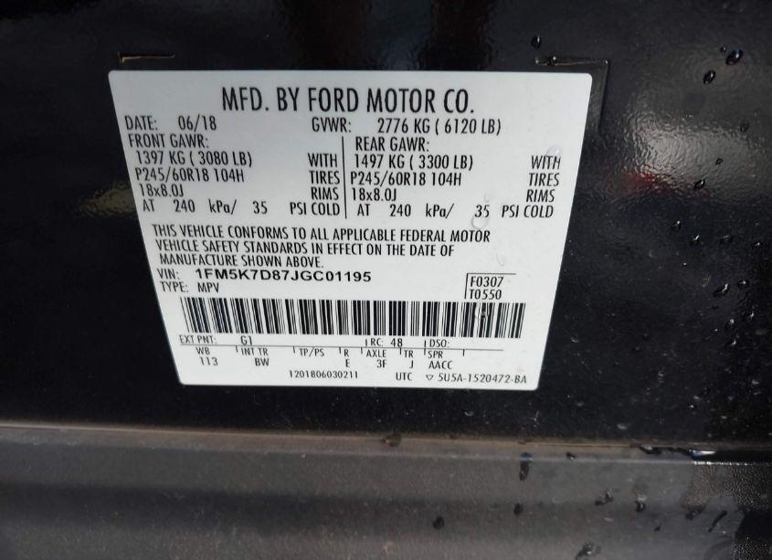 Photo 9 of 2018 Ford Explorer XLT (VIN 1FM5K7D87JGC01195)