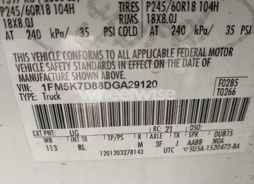 Photo 9 of 2013 Ford Explorer XLT (VIN 1FM5K7D88DGA29120)