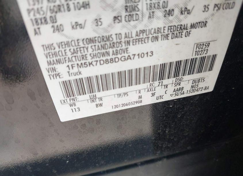 Photo 9 of 2013 Ford Explorer XLT (VIN 1FM5K7D88DGA71013)