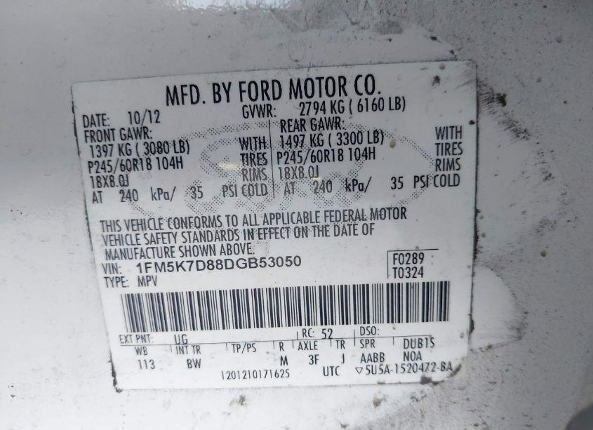 Photo 9 of 2013 Ford Explorer XLT (VIN 1FM5K7D88DGB53050)