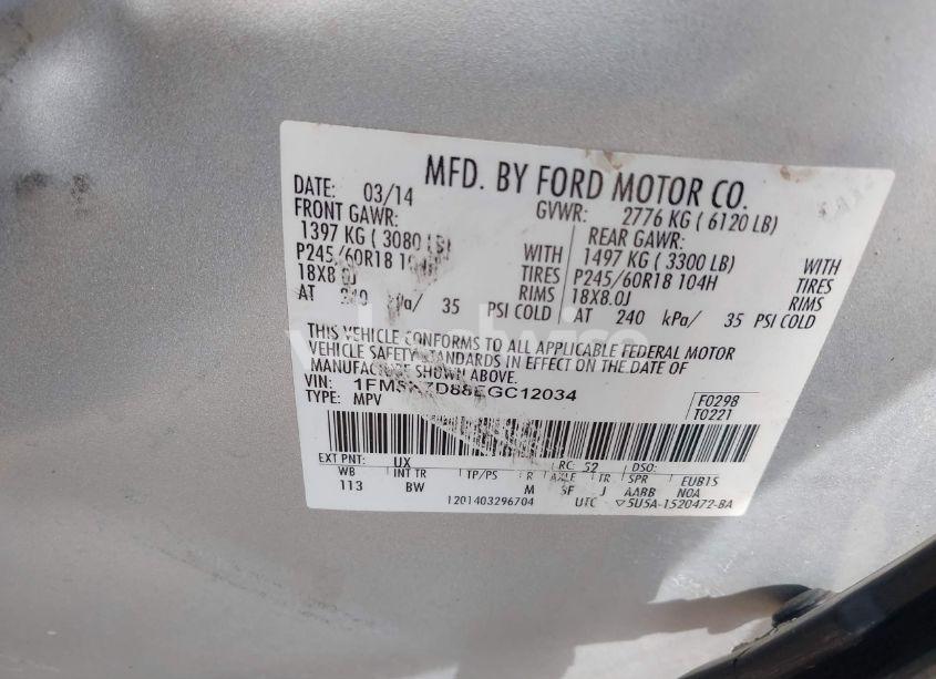 Photo 9 of 2014 Ford Explorer XLT (VIN 1FM5K7D88EGC12034)