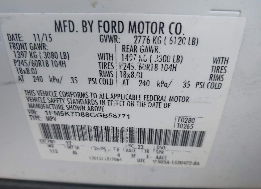 Photo 9 of 2016 Ford Explorer XLT (VIN 1FM5K7D88GGB58771)