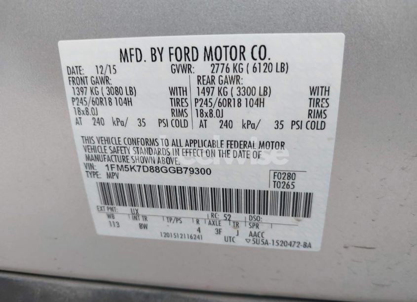 Photo 9 of 2016 Ford Explorer XLT (VIN 1FM5K7D88GGB79300)