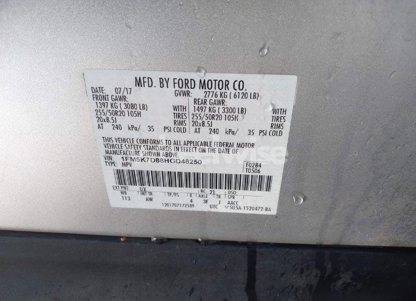 Photo 9 of 2017 Ford Explorer XLT (VIN 1FM5K7D88HGD48250)