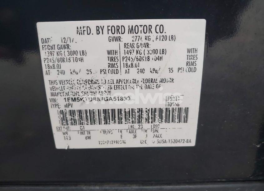 Photo 9 of 2018 Ford Explorer XLT (VIN 1FM5K7D88JGA51890)