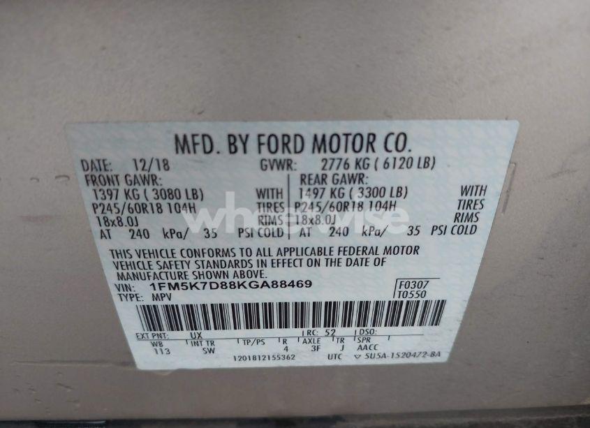 Photo 9 of 2019 Ford Explorer XLT (VIN 1FM5K7D88KGA88469)