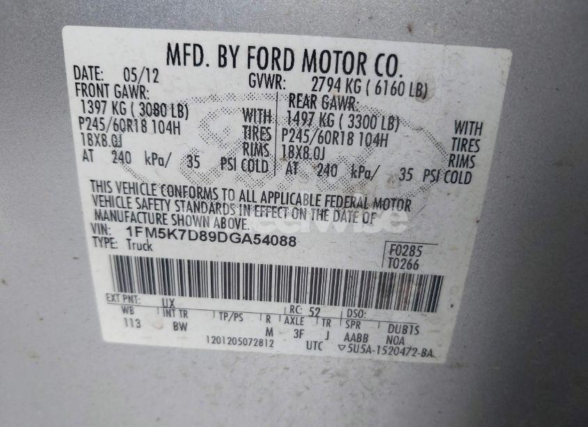 Photo 9 of 2013 Ford Explorer XLT (VIN 1FM5K7D89DGA54088)