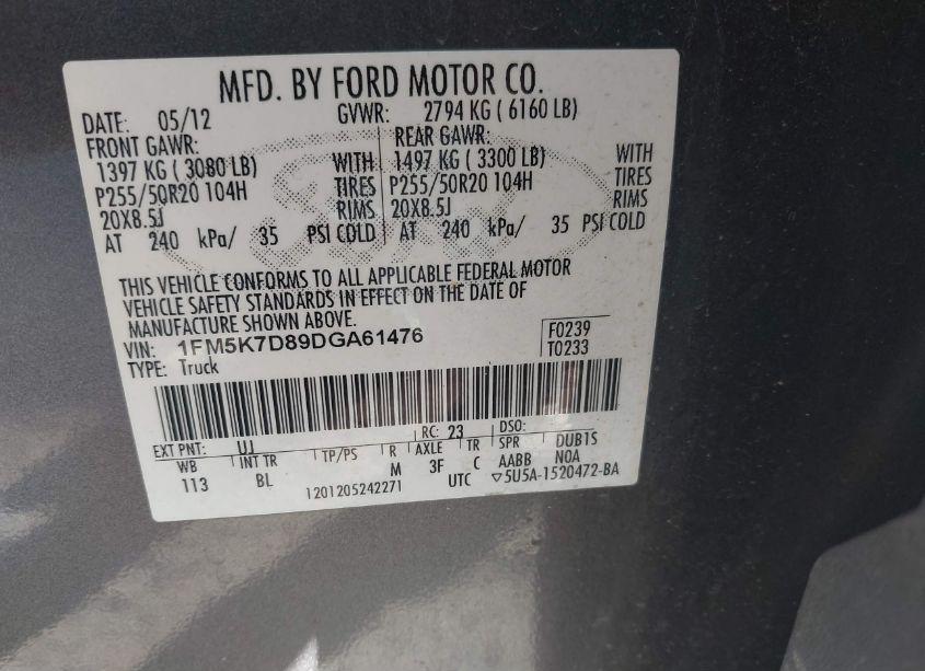 Photo 9 of 2013 Ford Explorer XLT (VIN 1FM5K7D89DGA61476)