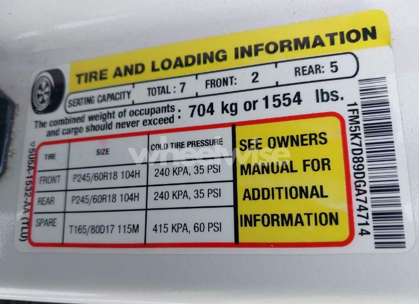 Photo 9 of 2013 Ford Explorer XLT (VIN 1FM5K7D89DGA74714)