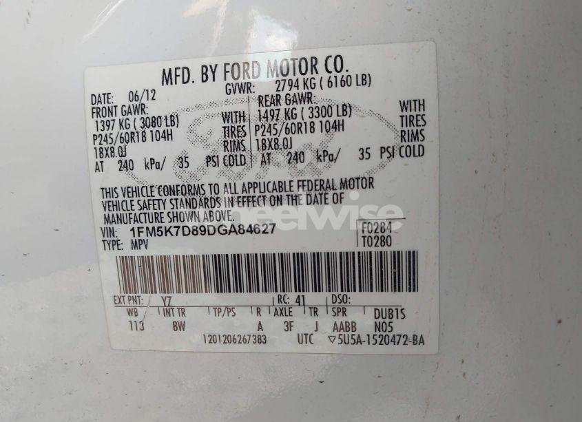 Photo 9 of 2013 Ford Explorer XLT (VIN 1FM5K7D89DGA84627)