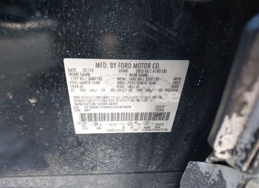 Photo 9 of 2013 Ford Explorer XLT (VIN 1FM5K7D89DGA97426)