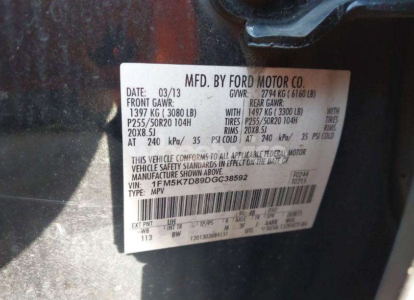 Photo 9 of 2013 Ford Explorer XLT (VIN 1FM5K7D89DGC38592)