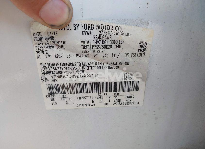 Photo 9 of 2014 Ford Explorer XLT (VIN 1FM5K7D89EGA23215)