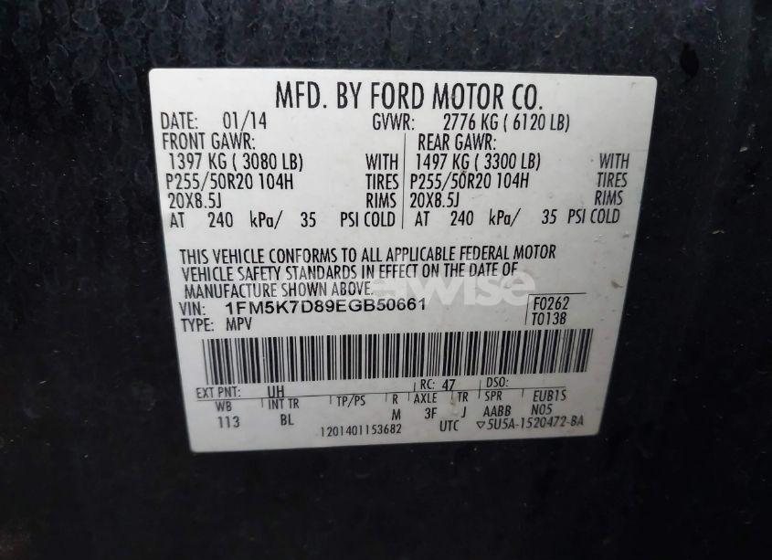 Photo 9 of 2014 Ford Explorer XLT (VIN 1FM5K7D89EGB50661)