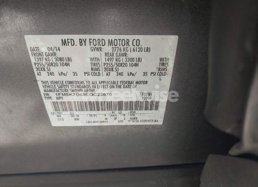 Photo 9 of 2014 Ford Explorer XLT (VIN 1FM5K7D89EGC22670)