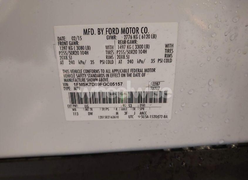 Photo 9 of 2015 Ford Explorer XLT (VIN 1FM5K7D89FGC05157)