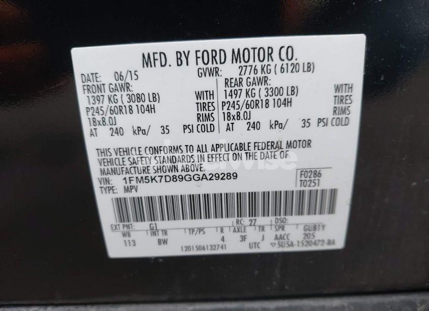 Photo 9 of 2016 Ford Explorer XLT (VIN 1FM5K7D89GGA29289)