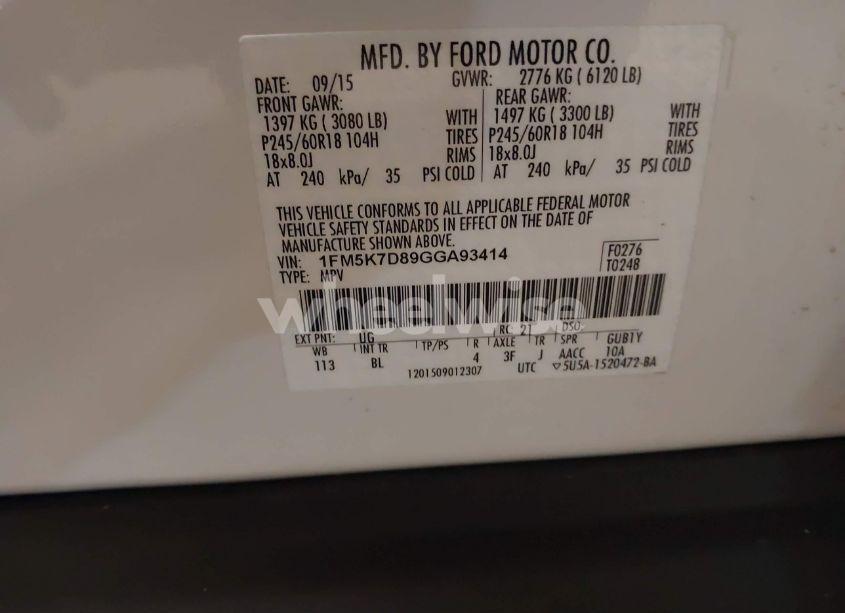 Photo 9 of 2016 Ford Explorer XLT (VIN 1FM5K7D89GGA93414)