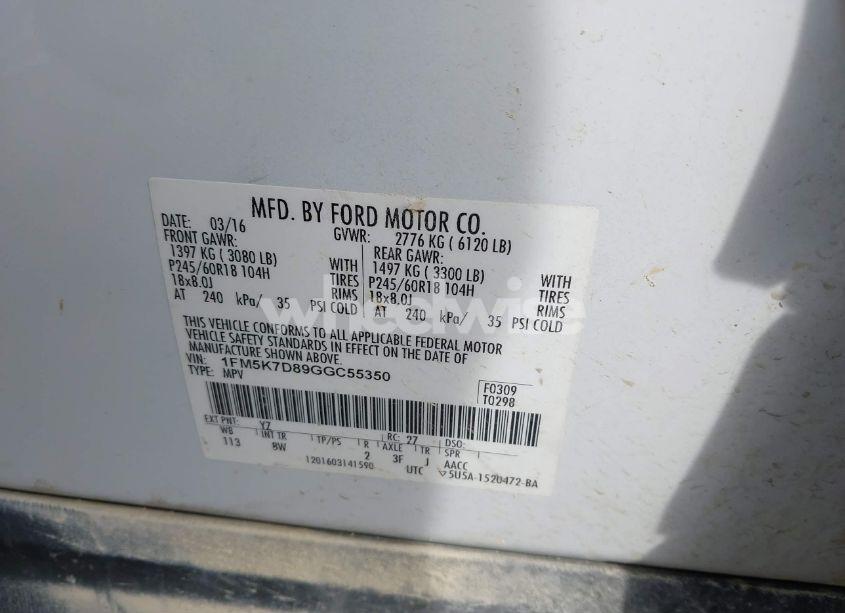 Photo 9 of 2016 Ford Explorer XLT (VIN 1FM5K7D89GGC55350)