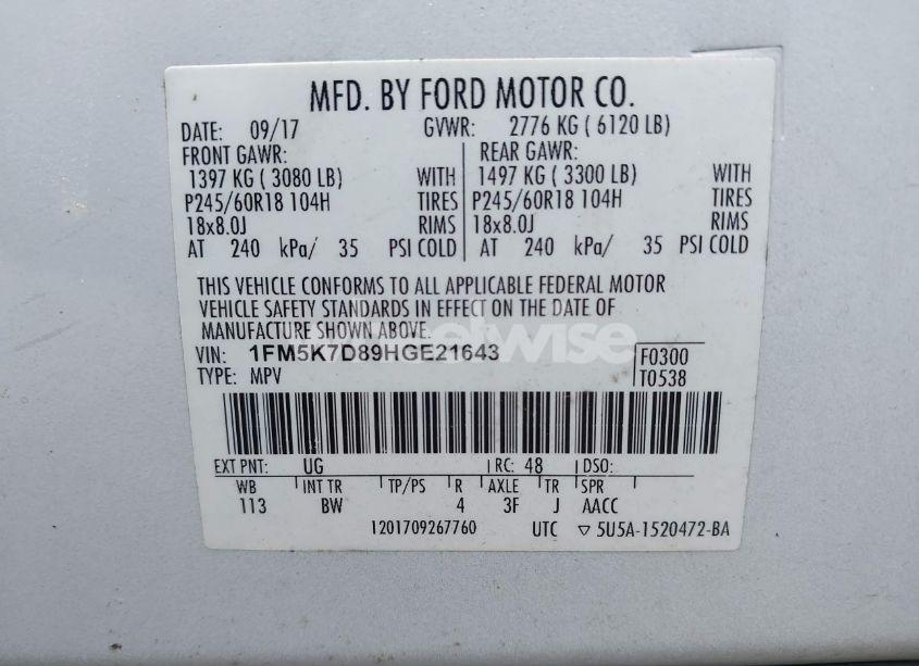 Photo 9 of 2017 Ford Explorer XLT (VIN 1FM5K7D89HGE21643)