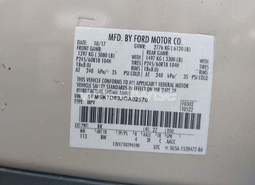 Photo 9 of 2018 Ford Explorer XLT (VIN 1FM5K7D89JGA02570)