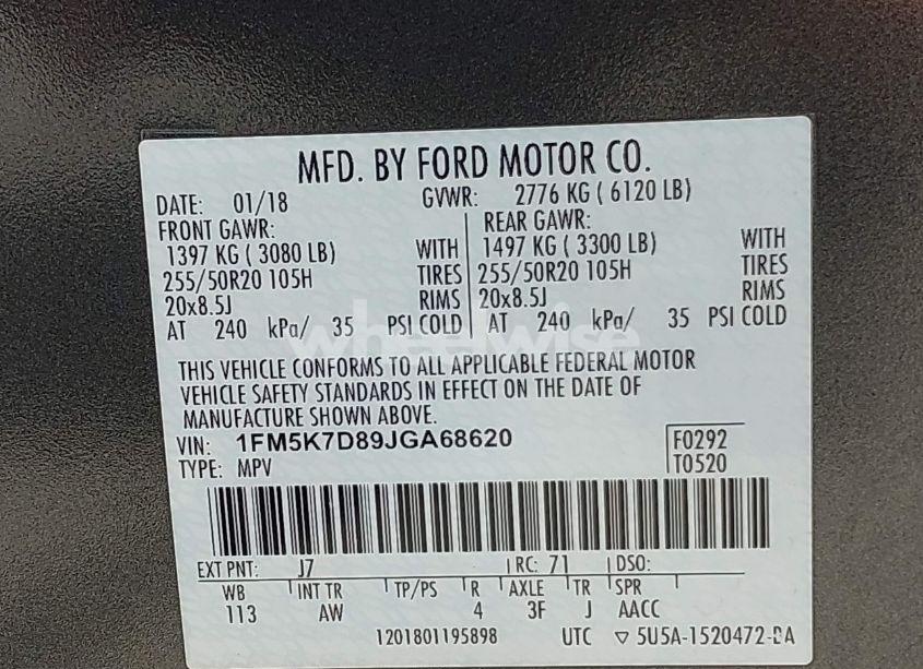 Photo 9 of 2018 Ford Explorer XLT (VIN 1FM5K7D89JGA68620)