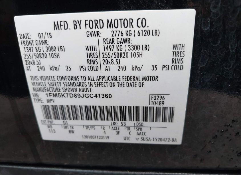 Photo 9 of 2018 Ford Explorer XLT (VIN 1FM5K7D89JGC41360)